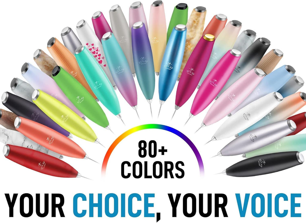 Zulay Kitchen Powerful Milk Frother Wand With 2 Duracell Batteries - Ultra Fast Handheld Drink Mixer - Electric Whisk Foam Maker for Coffee, Lattes, Cappuccino, Matcha, Hot Chocolate & Creamer - Black