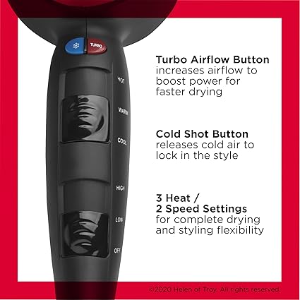REVLON Turbo Hair Dryer | 1875 Watts of Maximum Shine, Fast Dry (Silver)